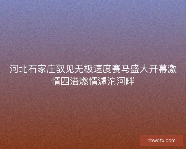 河北石家庄驭见无极速度赛马盛大开幕激情四溢燃情滹沱河畔